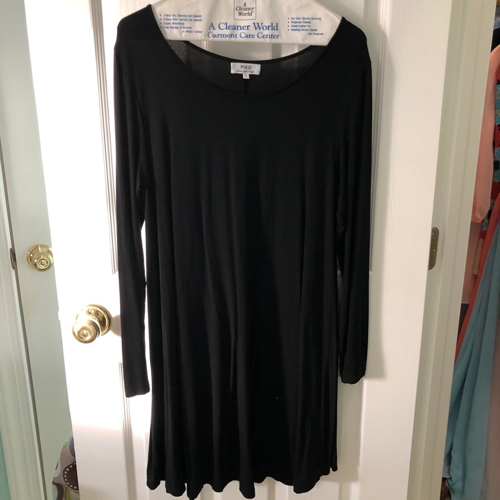 Piko Black Long Sleeve Swing Fit Dress Small
